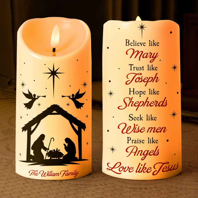 We Believe Nativity - Personalized LED Candle