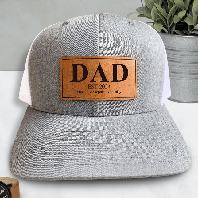 Dad Est - Personalized Leather Patch HatDad Est - Personalized Leather Patch Hat