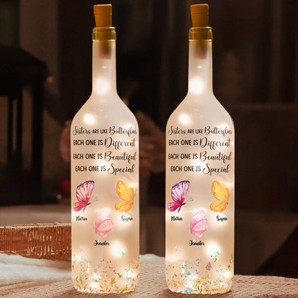 Sisters Are Like Butterflies - Personalized Bottle Lamp