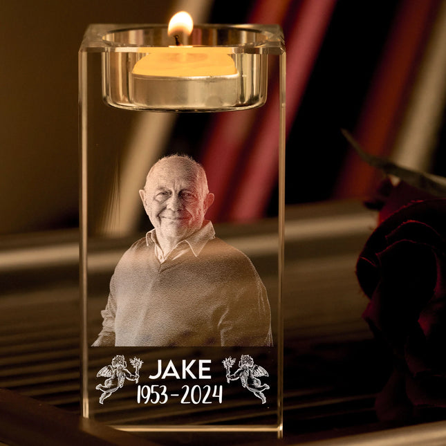 Memorial Photo - Personalized 3D Photo Crystal Candle Holder