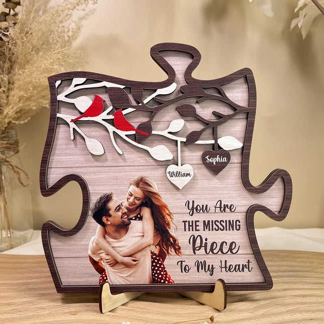 You Are The Missing Piece To My Heart - Personalized Wooden Photo Plaque