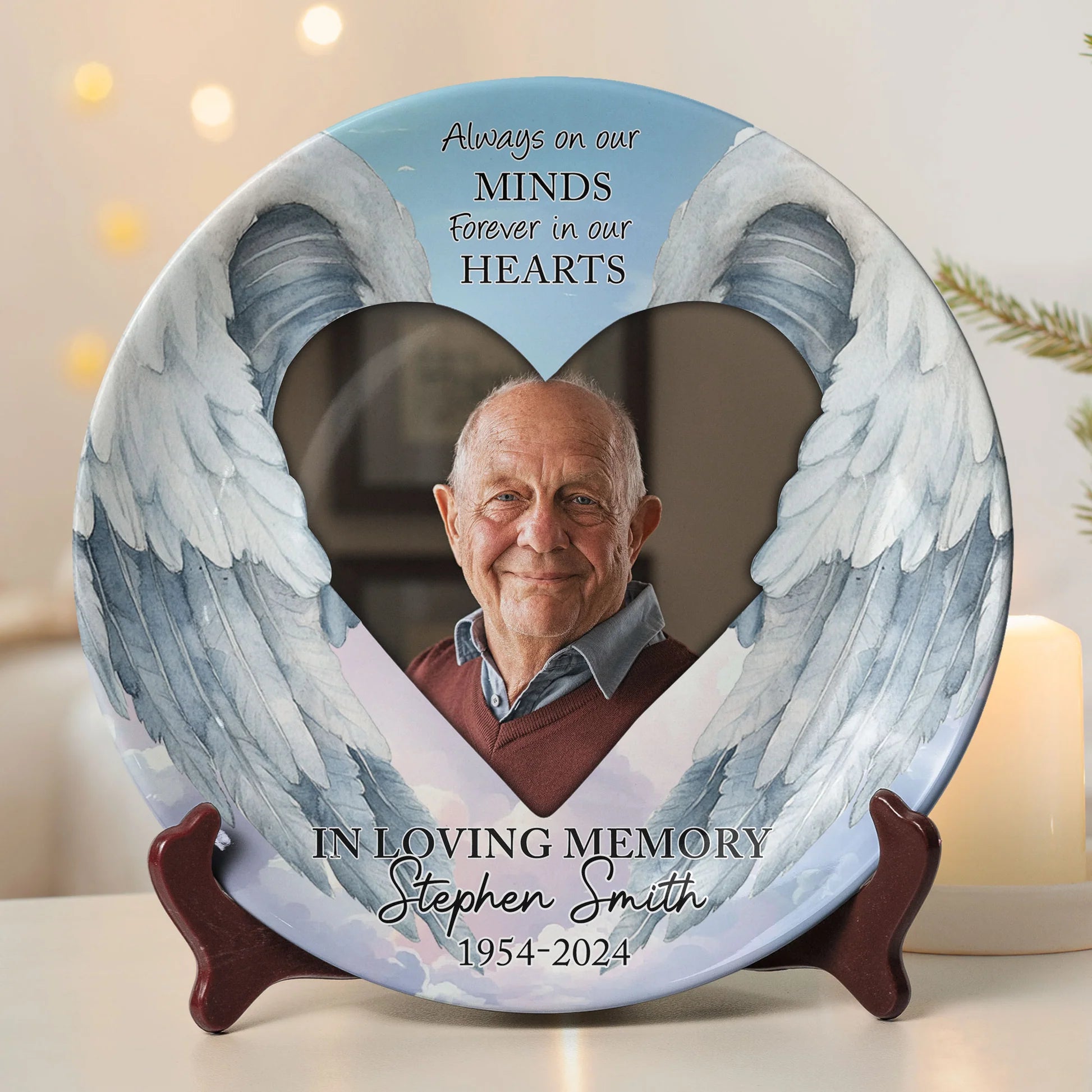 Always On Our Minds Forever In Our Hearts - Personalized Photo Ceramic Plate