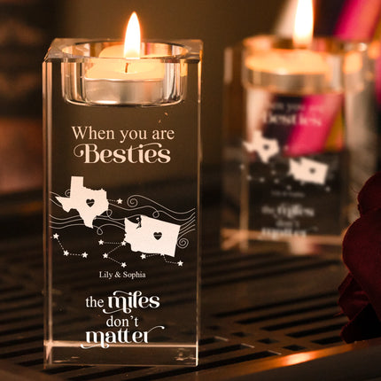 The Miles Don't Matter - Personalized 2D Crystal Candle Holder - Custom States 1