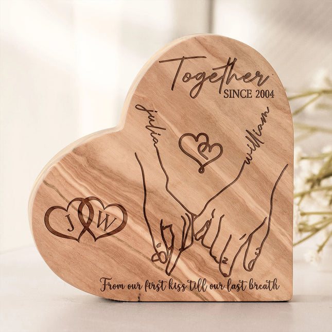 From Our First Kiss Till Our Last Breath - Personalized Engraved Wood Plaque