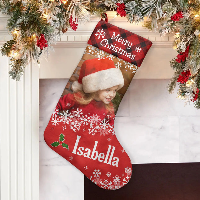 Merry Christmas - Personalized Photo Stocking