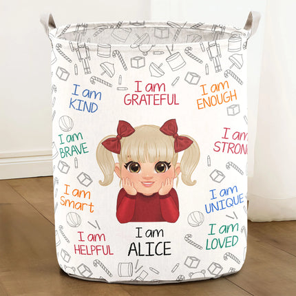 I Am Affirmation For Kid - Personalized Laundry Storage Basket