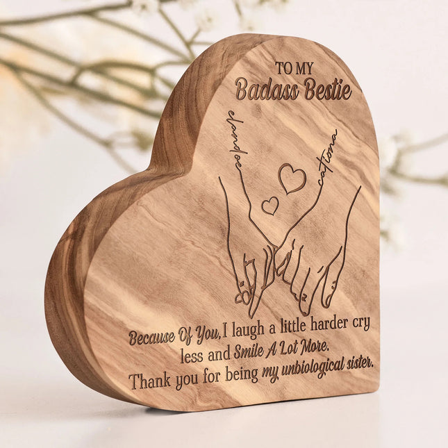 Bestie Because Of You I Laugh A Little Harder - Personalized Engraved Wood Plaque