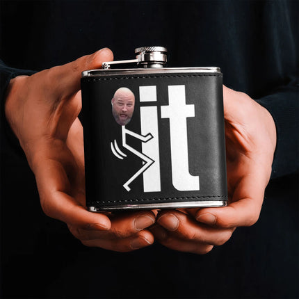 F It Funny Gift For Him - Personalized Leather Photo Flask