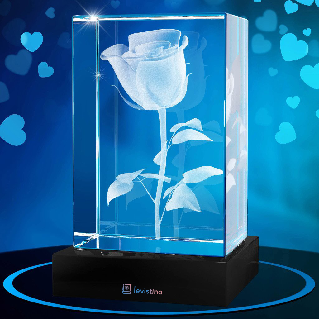 3D Crystal Rose - Light Base NOT Included