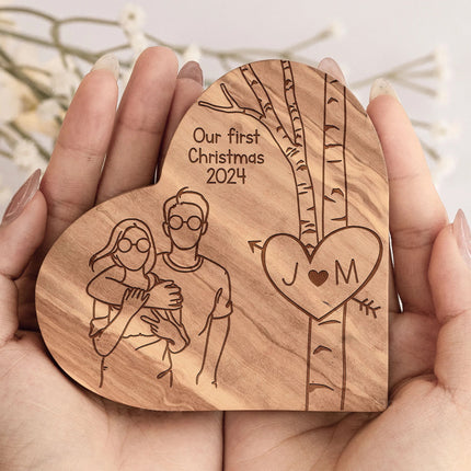 Our First Christmas - Personalized Engraved Wood Photo Plaque