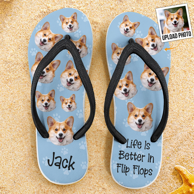 Life Is Better In Flip Flops Custom Photo - Personalized Photo Flip Flops