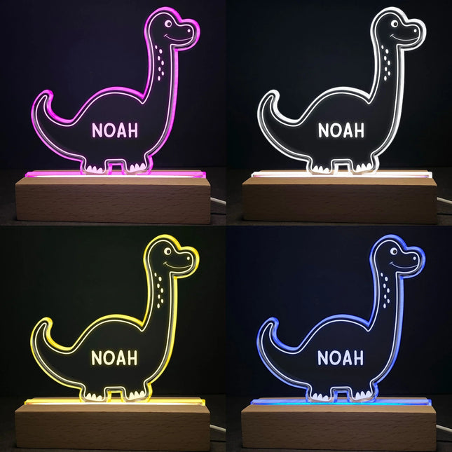 Dinosaur Kid Name Kid Room Nursery Decor - Personalized LED Light