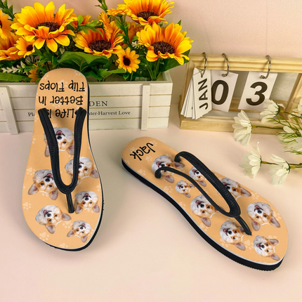 Life Is Better In Flip Flops Custom Photo - Personalized Photo Flip Flops