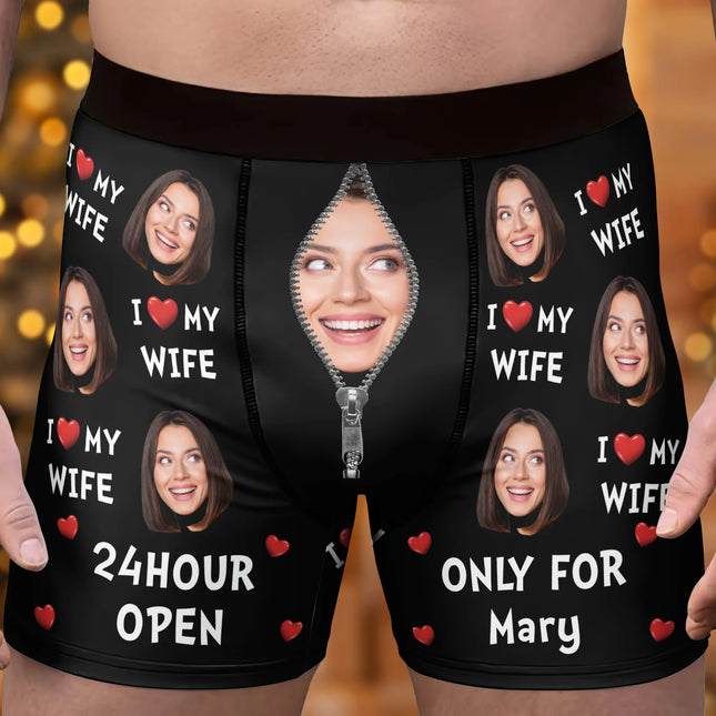 24hour Open Only For My Wife - Personalized Photo Men's Boxer Briefs