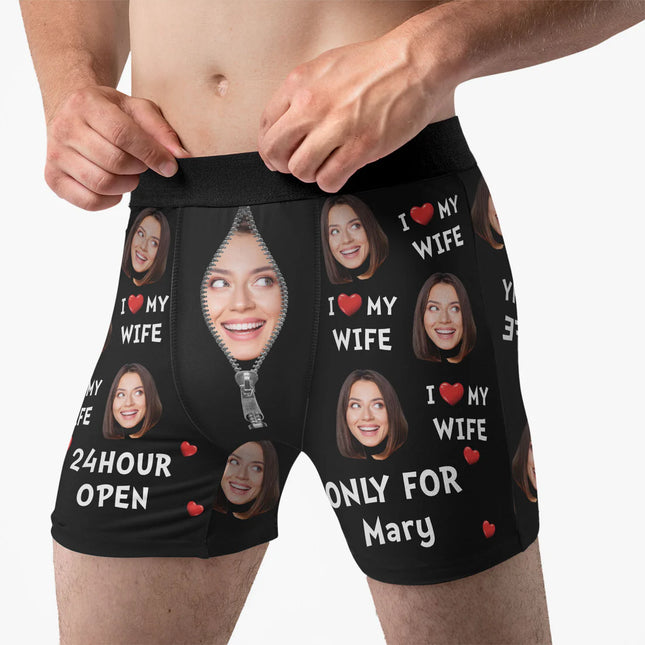 24hour Open Only For My Wife - Personalized Photo Men's Boxer Briefs