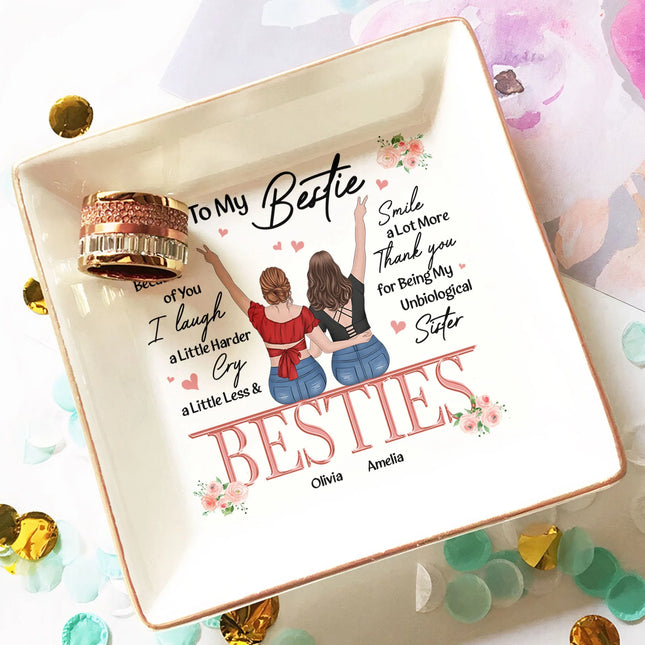 Friendship Thank You I Laugh More Cry Less - Personalized Jewelry Dish