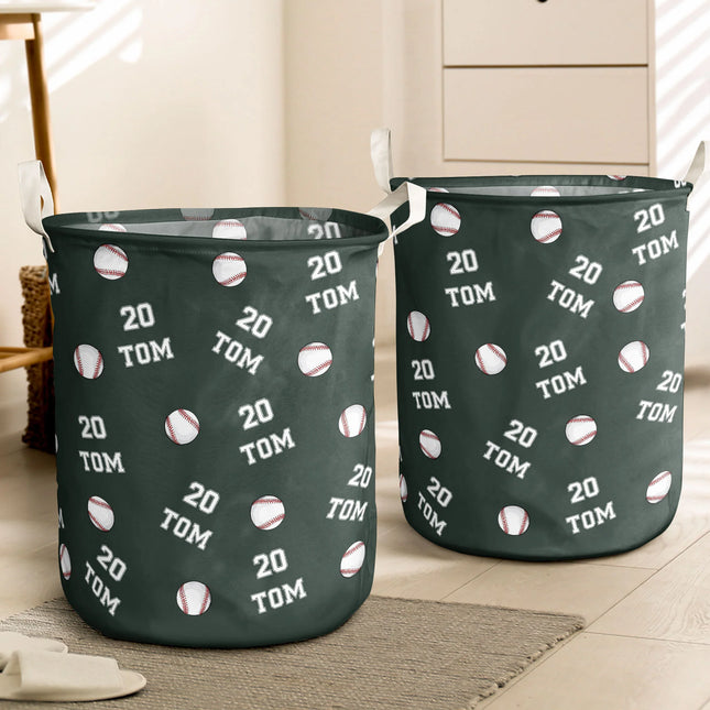 Baseball Custom Name, Number - Personalized Laundry Storage Basket