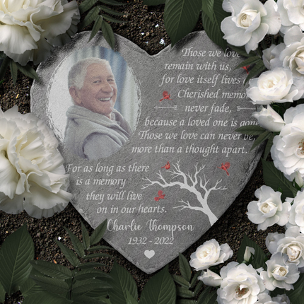 Let's Make Memories They’ll Live On In Our Hearts - Personalized Photo Garden Stone