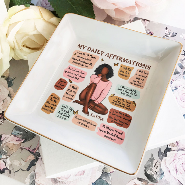 My Daily Affirmation Christian Bible Verse - Personalized Jewelry Dish