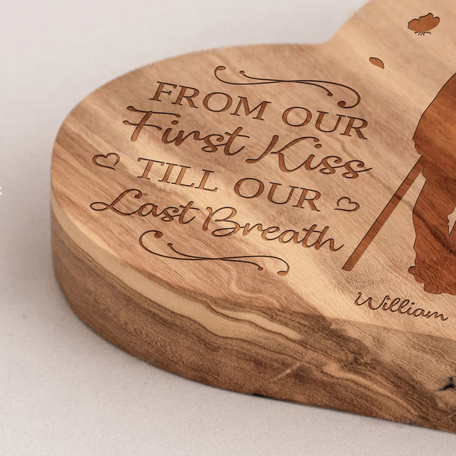 Old Couple From Our First Kiss Till Our Last Breath - Personalized Engraved Wood Plaque