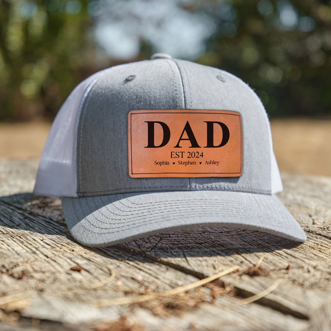 Dad Est - Personalized Leather Patch HatDad Est - Personalized Leather Patch Hat