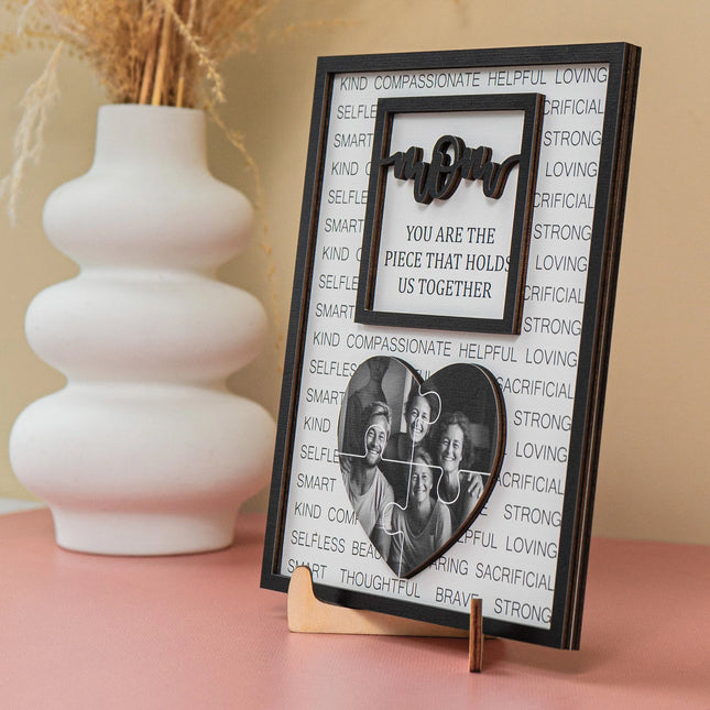 You Are The Piece That Holds Us Together - Personalized Wooden Photo Plaque