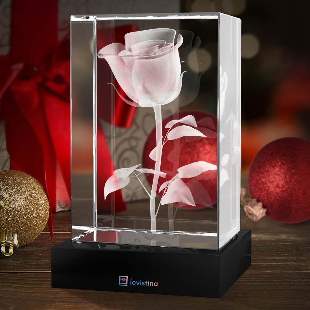 3D Crystal Rose - Light Base NOT Included