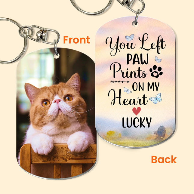 You Left Paw Prints On My Heart - Personalized Photo Keychain