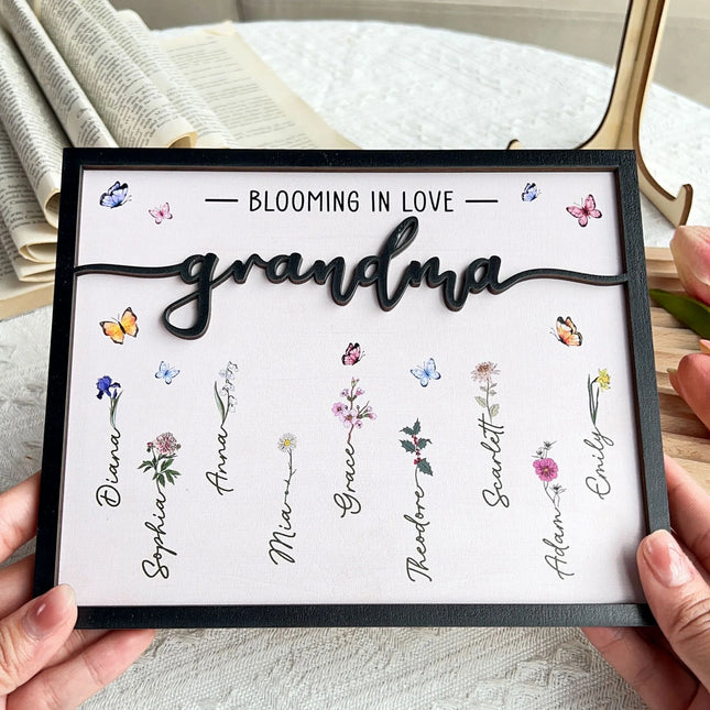 Grandma Blooming In Love - Personalized Wooden Plaque