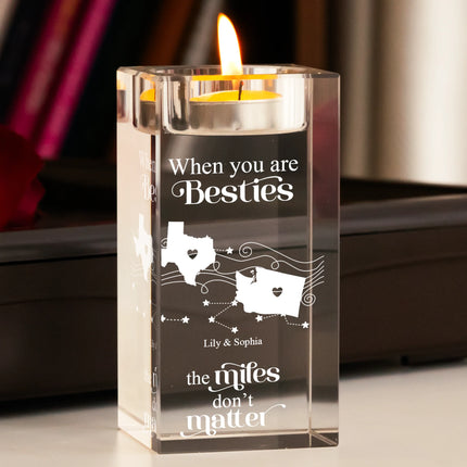 The Miles Don't Matter - Personalized 2D Crystal Candle Holder - Custom States 1