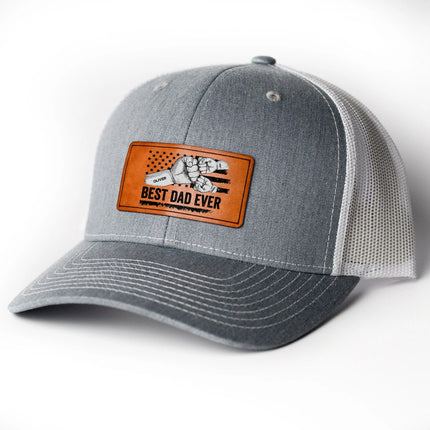 Best Dad Ever - Vintage Version - Personalized Leather Patch Hat