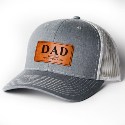 Dad Est - Personalized Leather Patch HatDad Est - Personalized Leather Patch Hat