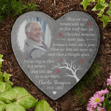 Let's Make Memories They’ll Live On In Our Hearts - Personalized Photo Garden Stone