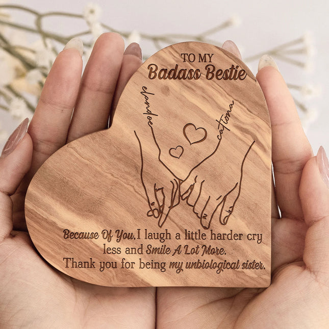 Bestie Because Of You I Laugh A Little Harder - Personalized Engraved Wood Plaque