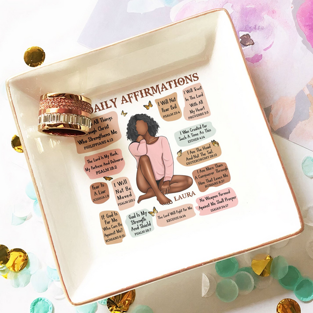 My Daily Affirmation Christian Bible Verse - Personalized Jewelry Dish