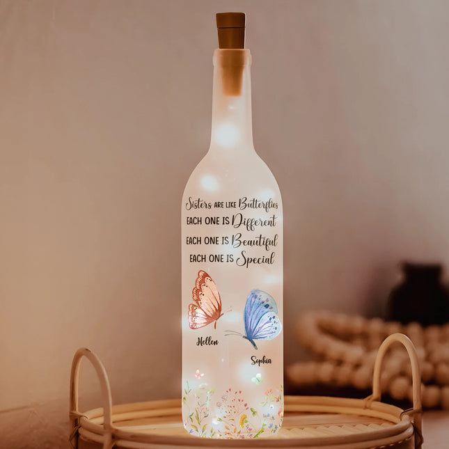 Sisters Are Like Butterflies - Personalized Bottle Lamp