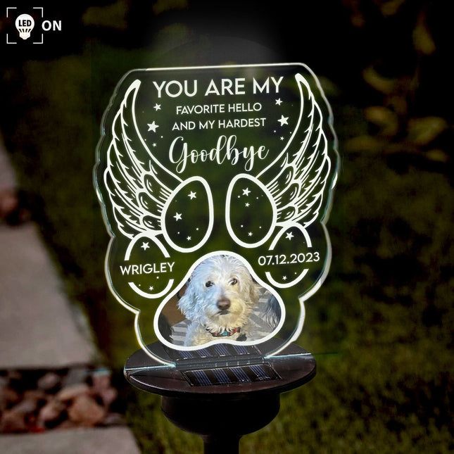 You Are My Favorite Hello And My Hardest Goodbye - Personalized Photo Solar Light