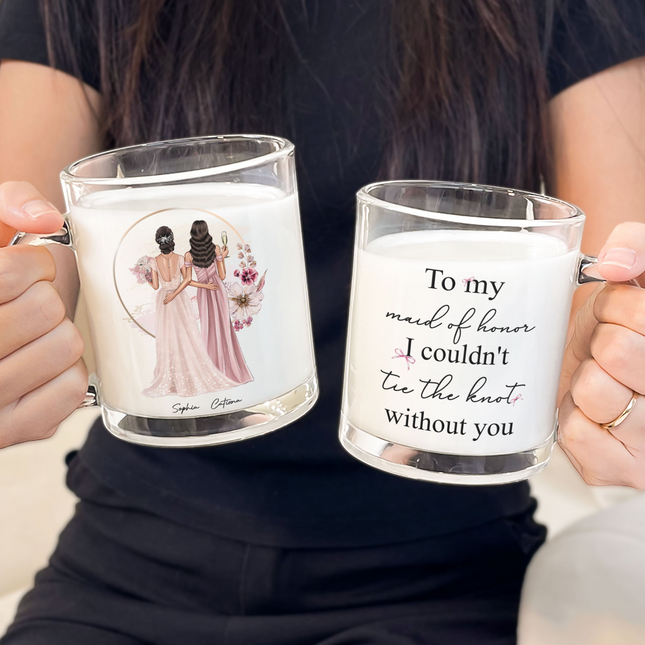 Wedding Gift For Bridesmaid I Couldn't Tie The Knot - Personalized Glass Mug