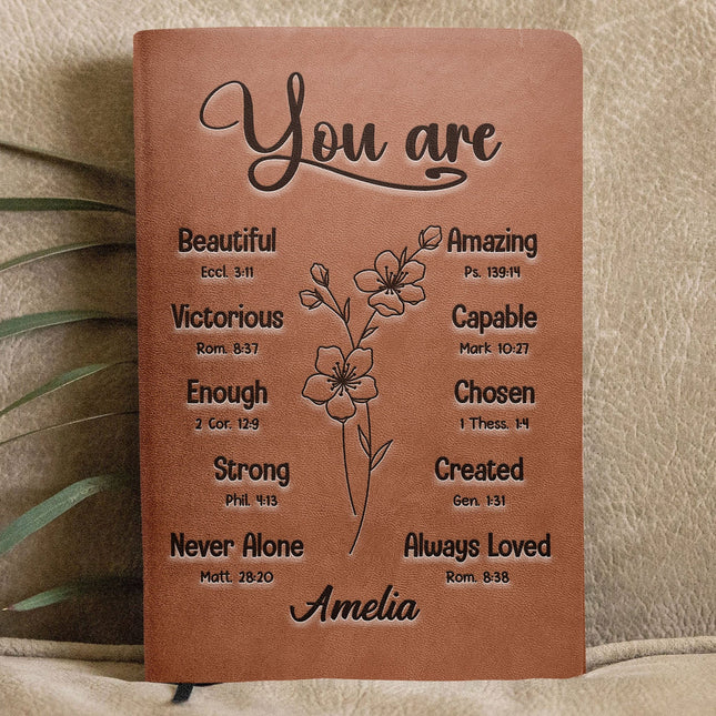 You Are Bible Verse Christian Gift For Women - Personalized Leather Journal