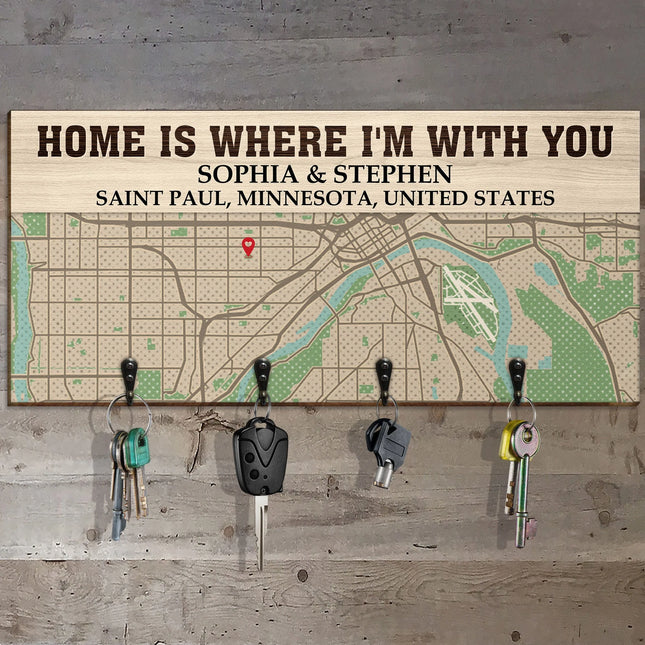 Home Is Where I'm With You - Personalized Custom Key Holder