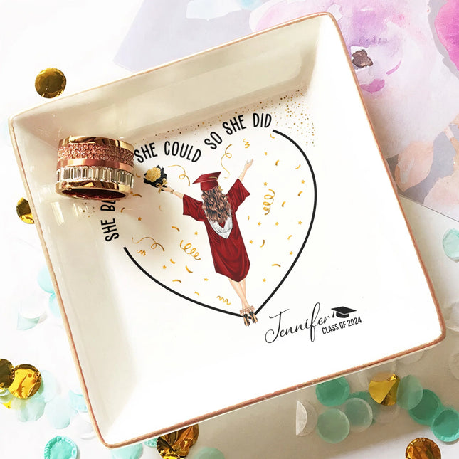 Graduation Gifts She Believed She Could So She Did - Personalized Jewelry Dish