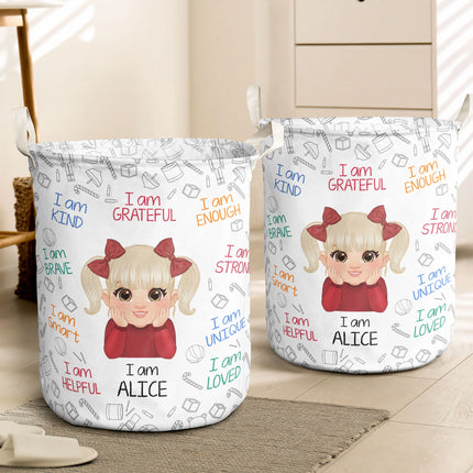 I Am Affirmation For Kid - Personalized Laundry Storage Basket