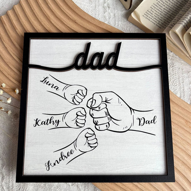 Dad Hand Bumps - Personalized Wooden Plaque