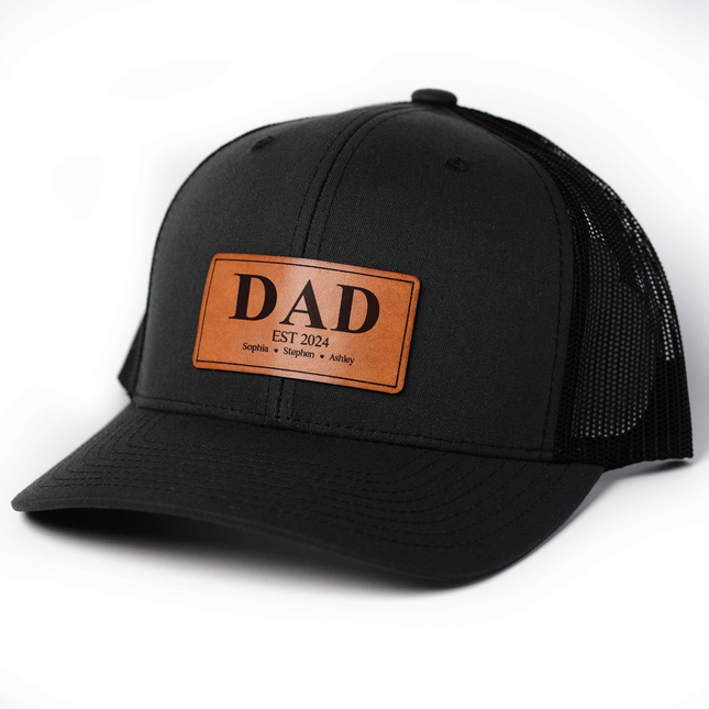 Dad Est - Personalized Leather Patch HatDad Est - Personalized Leather Patch Hat