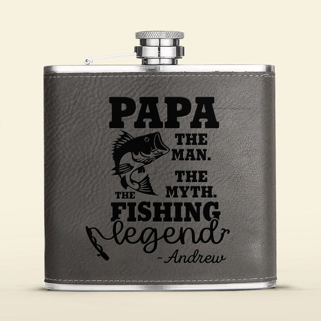 The Man The Myth The Fishing Legend - Personalized Leather Flask