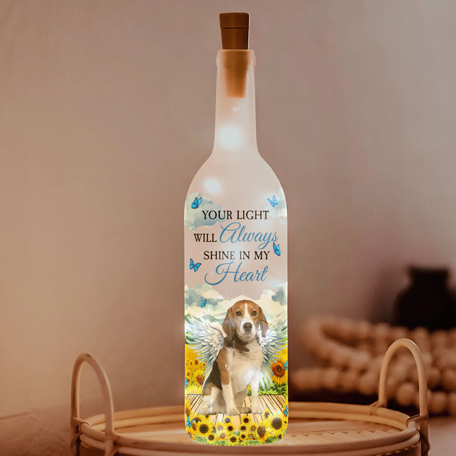 Pet Loss Your Light Will Always Shine In My Heart - Personalized Photo Bottle Lamp