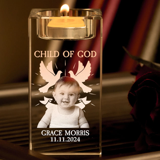 Baptized - Personalized 3D Photo Crystal Candle Holder