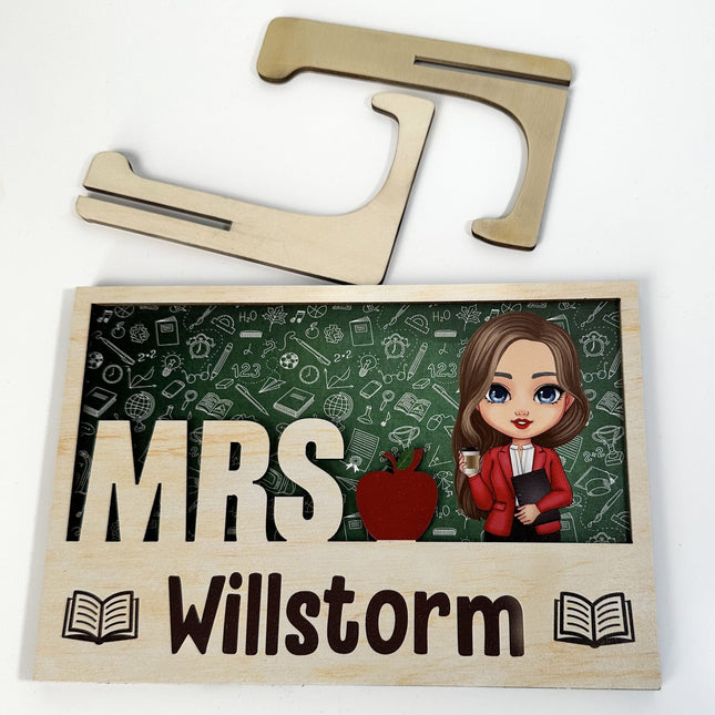 Teacher's Desk Sign - Personalized 2 Layers Wooden Plaque