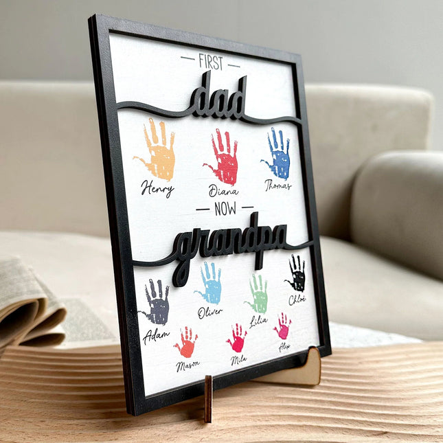 First Dad Now Grandpa - Personalized Wooden Plaque