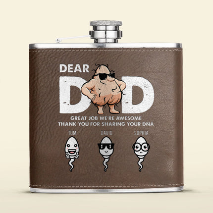 Great Job We're Awesome Thank You For Sharing Your DNA - Personalized Leather Flask